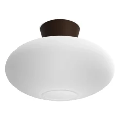 New Belid Bullo ceiling lamp XL opal glass Ø38 cm, Oxidee Brown