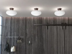 New Belid Bullo ceiling lamp XL opal glass Ø38 cm, Oxidee Brown