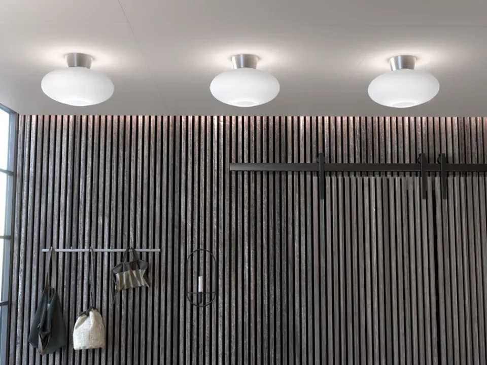 Ceiling Lights^Belid Bullo ceiling lamp XL opal glass Ø38 cm, Aluminium Silver-coloured