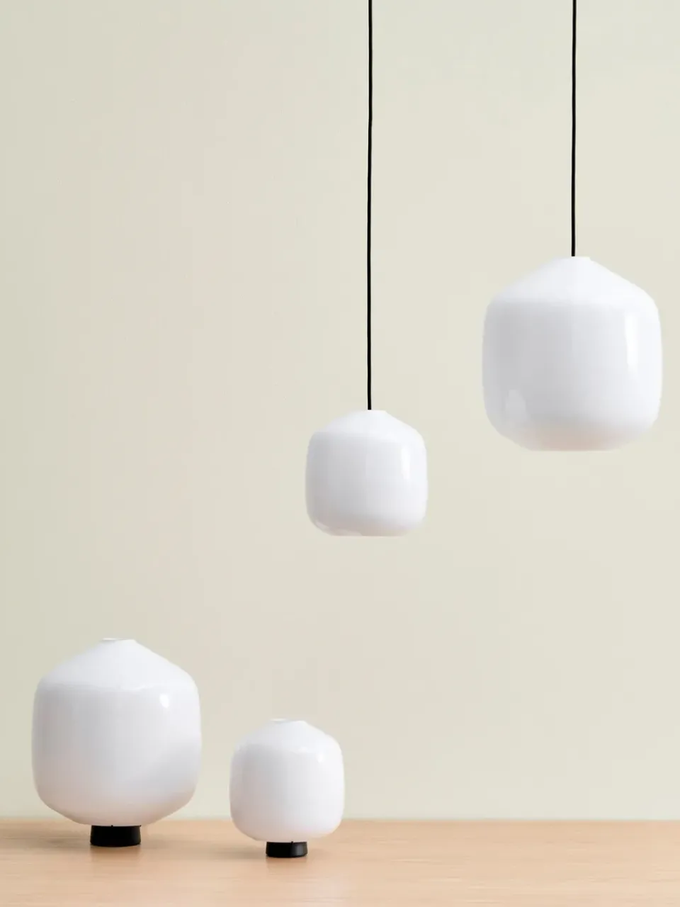 Online HAY Buoy pendant lamp Ø20 cm, Opal glass-beton grey WhiteGrey