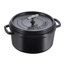 Cast Iron Casserole Pots^STAUB Buster & Punch cast iron stainless steel pot, 6.75 L BlackSilver-coloured