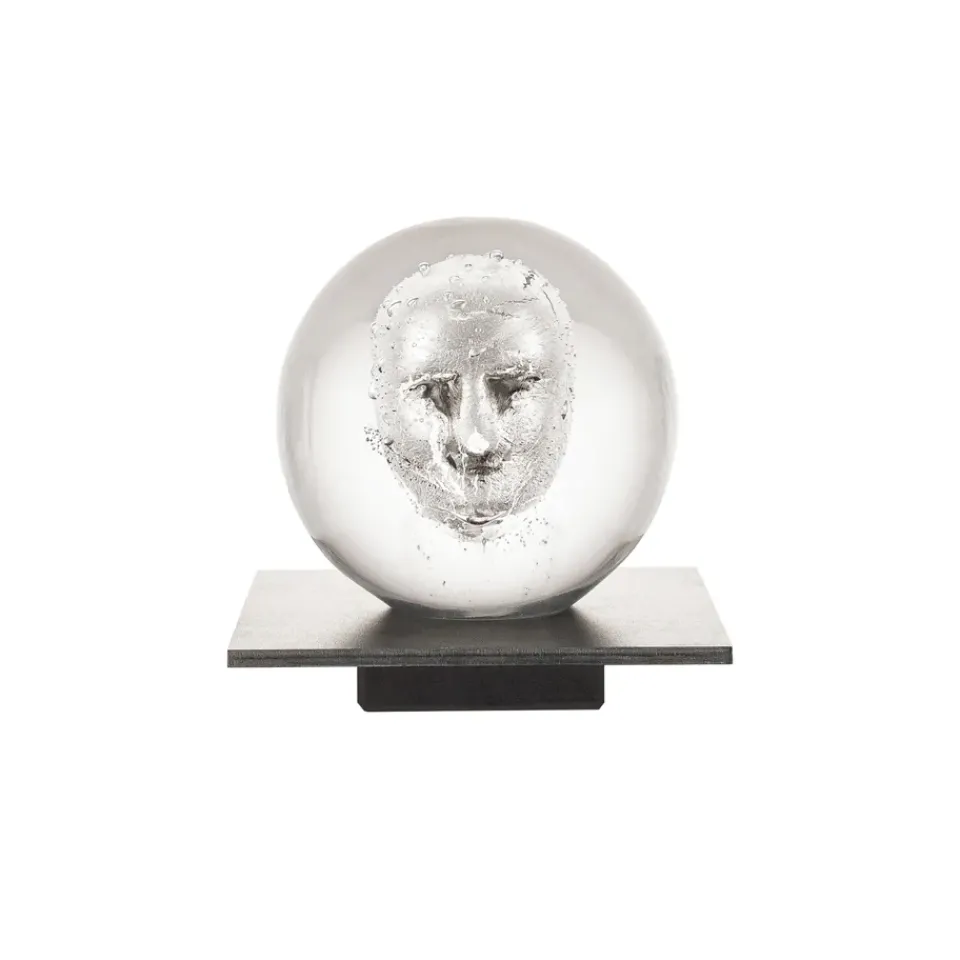 Glass Art|Sculptures & Porcelain Figurines^Kosta Boda BV Headman glass sculpture, clear Transparent
