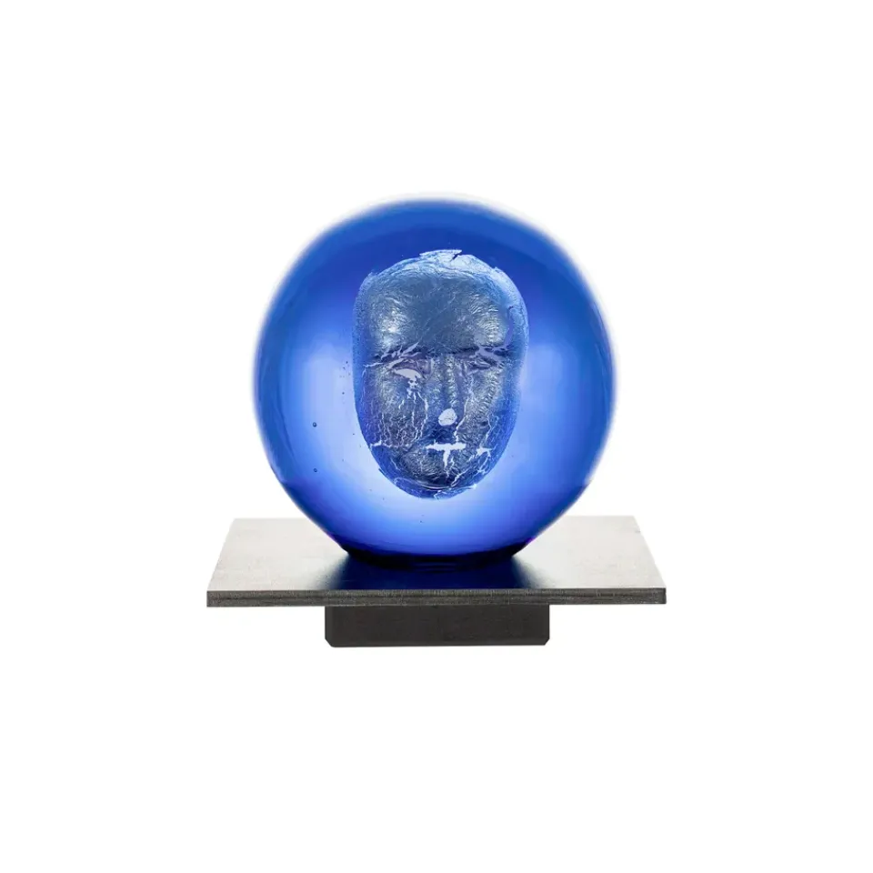 Glass Art|Sculptures & Porcelain Figurines^Kosta Boda BV Headman glass sculpture, Blue