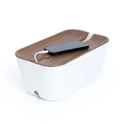 Online Bosign Cable organiser M, Dark wooden details BrownWhite