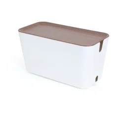 Hot Bosign Cable Organiser XXL cabel tidy, Dark wooden details BrownWhite