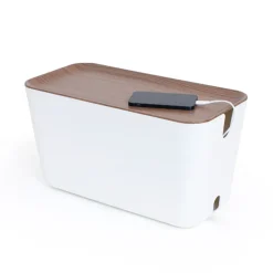 Hot Bosign Cable Organiser XXL cabel tidy, Dark wooden details BrownWhite
