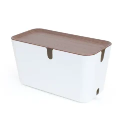 Hot Bosign Cable Organiser XXL cabel tidy, Dark wooden details BrownWhite