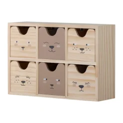 Storage For The Kids Room^Bloomingville Calle bookshelf small 6 drawers 27x18 cm, Natural Beige