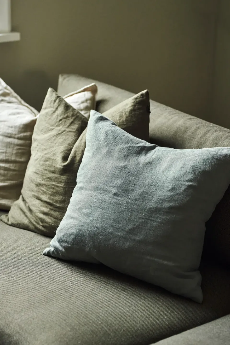 Cushion Covers^Scandi Living Calm pillow case linen 50x50 cm, Smokey Blue