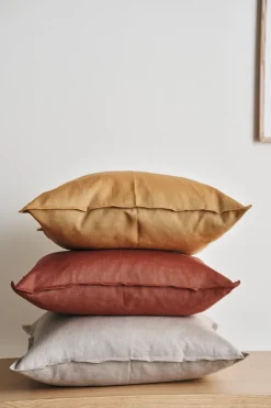 Discount Scandi Living Calm pillow case linen 50x50 cm, Rust Red
