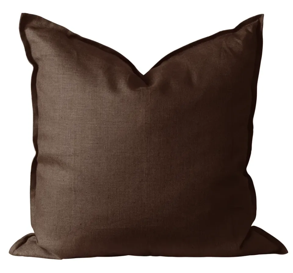 Sale Scandi Living Calm pillow case linen 50x50 cm, Chocolate Brown