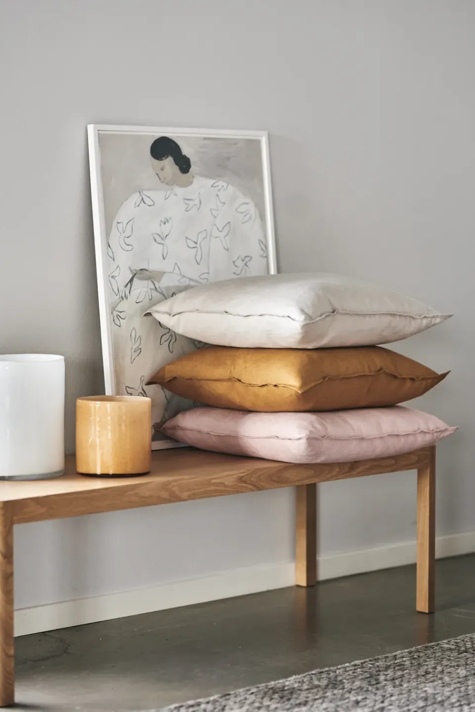 Clearance Scandi Living Calm pillow case linen 50x50 cm, Dusty Rose Pink