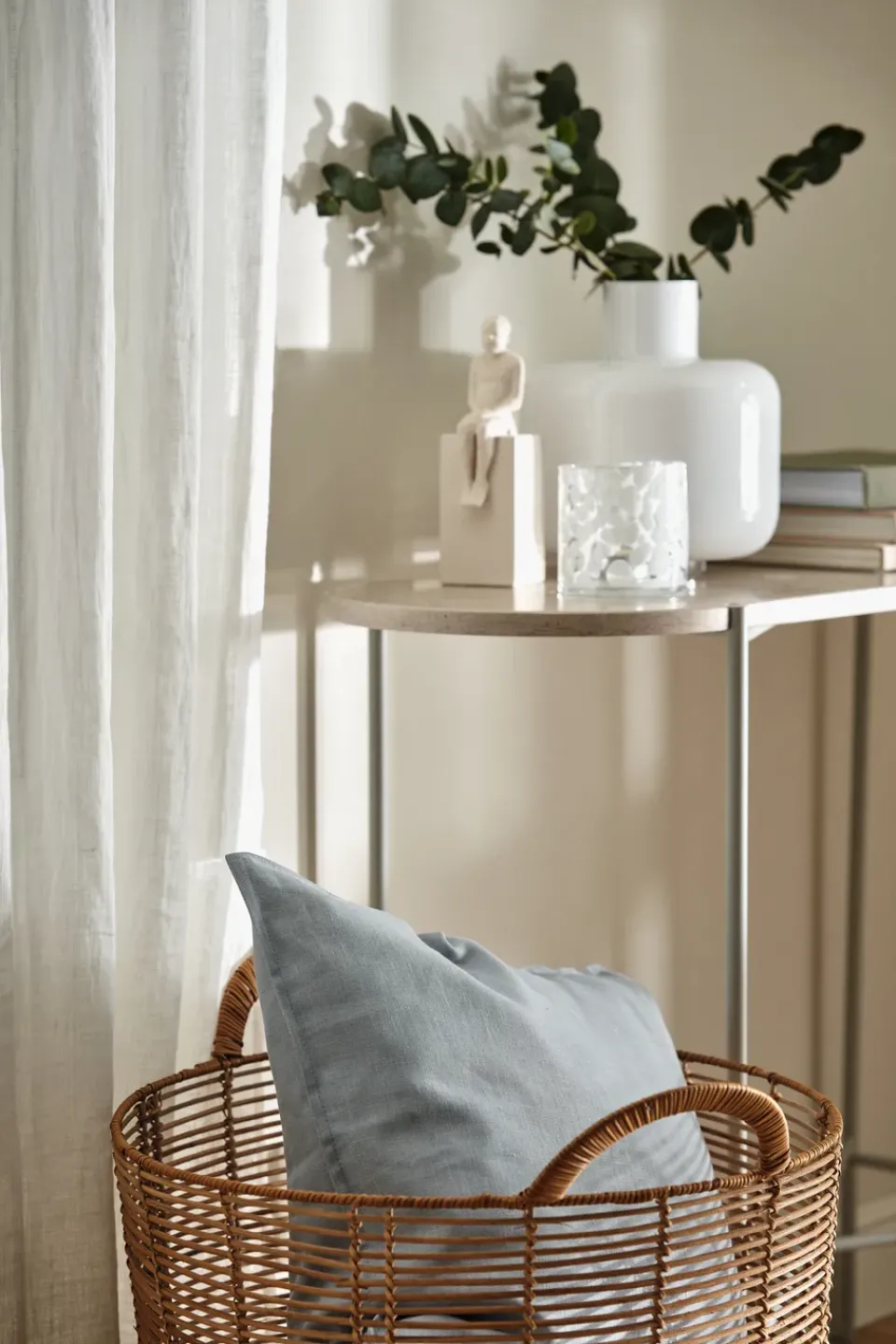 Cushion Covers^Scandi Living Calm pillow case linen 50x50 cm, Sky Blue