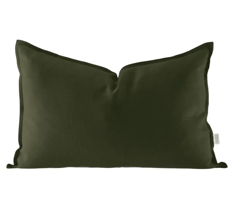 Cushion Covers^Scandi Living Calm pillow case linen 40x60 cm, Forest Green