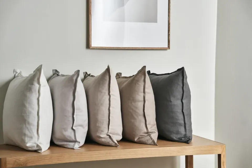 Sale Scandi Living Calm pillow case linen 50x50 cm, Charcoal Grey
