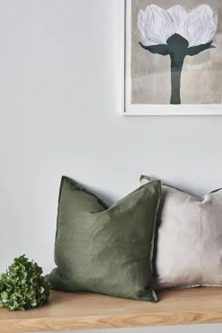 Cushion Covers^Scandi Living Calm pillow case linen 50x50 cm, Forest Green