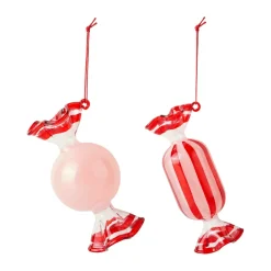 Hot Broste Copenhagen Candy Christmas tree pendant glass 2 pieces, Dusty Pink