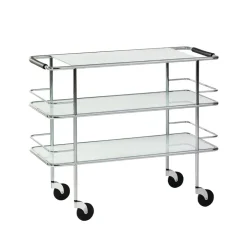 Serving Trolleys^Lammhults Cargo serveringsvagn, Frosted glass-chrome Transparent