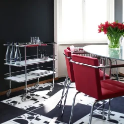 Serving Trolleys^Lammhults Cargo serveringsvagn, Frosted glass-chrome Transparent