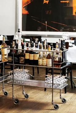 Serving Trolleys^Lammhults Cargo serveringsvagn, Frosted glass-chrome Transparent