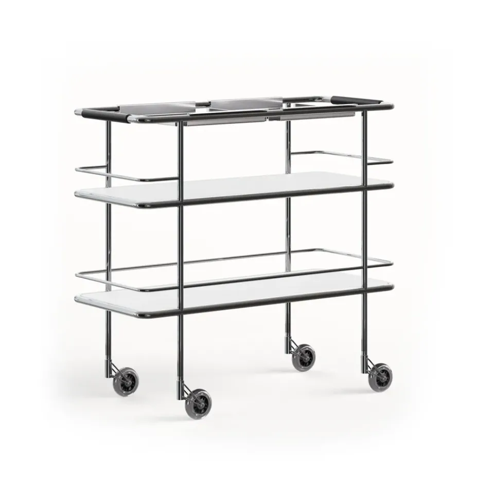 Serving Trolleys^Lammhults Cargo Support serving trolley, White laminate-chrome WhiteSilver-coloured