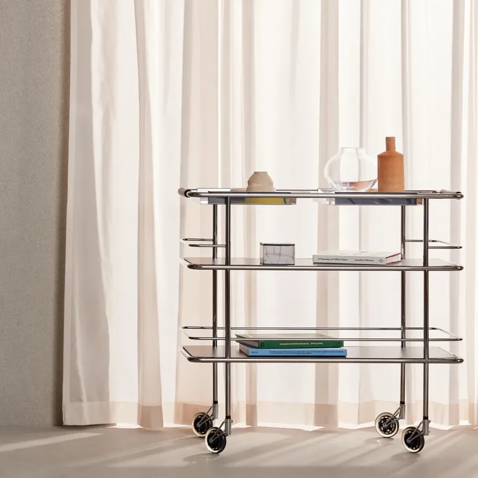 Serving Trolleys^Lammhults Cargo Support serving trolley, White laminate-chrome WhiteSilver-coloured