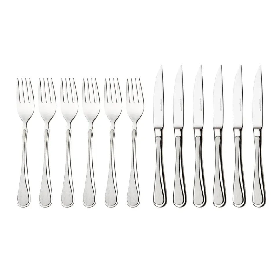 Steak Knives^Hardanger Bestikk Carina meat cutlery set 12 pcs, stainless steel Silver-coloured
