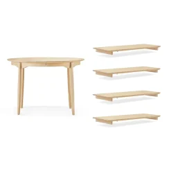 Outlet Stolab Carl dining table birch, Natural oil. 4 inserts + support leg Beige