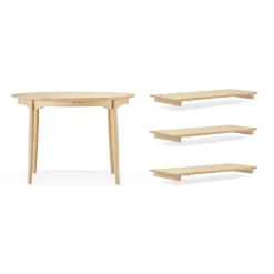 Dining Tables^Stolab Carl dining table birch, Natural oil. 3 inserts + support leg Beige