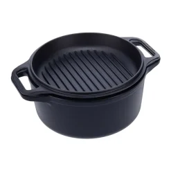 Saucepan Sets^Victoria Cast iron Dutch oven and grill pan, pre-seasoned, 2-piece Black