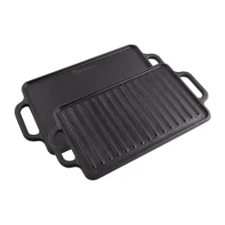 Garden Details & Accessories|Grill & Griddle Pans^Victoria Cast iron reversible griddle 21x33 cm, Black