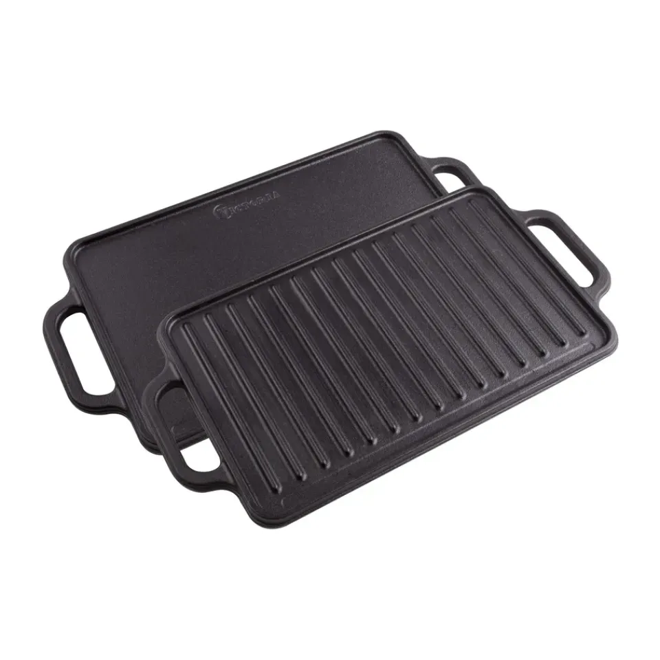 Garden Details & Accessories|Grill & Griddle Pans^Victoria Cast iron reversible griddle 21x33 cm, Black