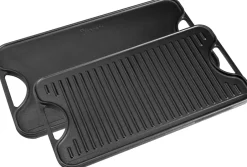 Grill & Griddle Pans|Cast Iron Pans^Victoria Cast iron reversible griddle 25x47 cm, Black