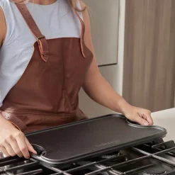 Grill & Griddle Pans|Cast Iron Pans^Victoria Cast iron reversible griddle 25x47 cm, Black