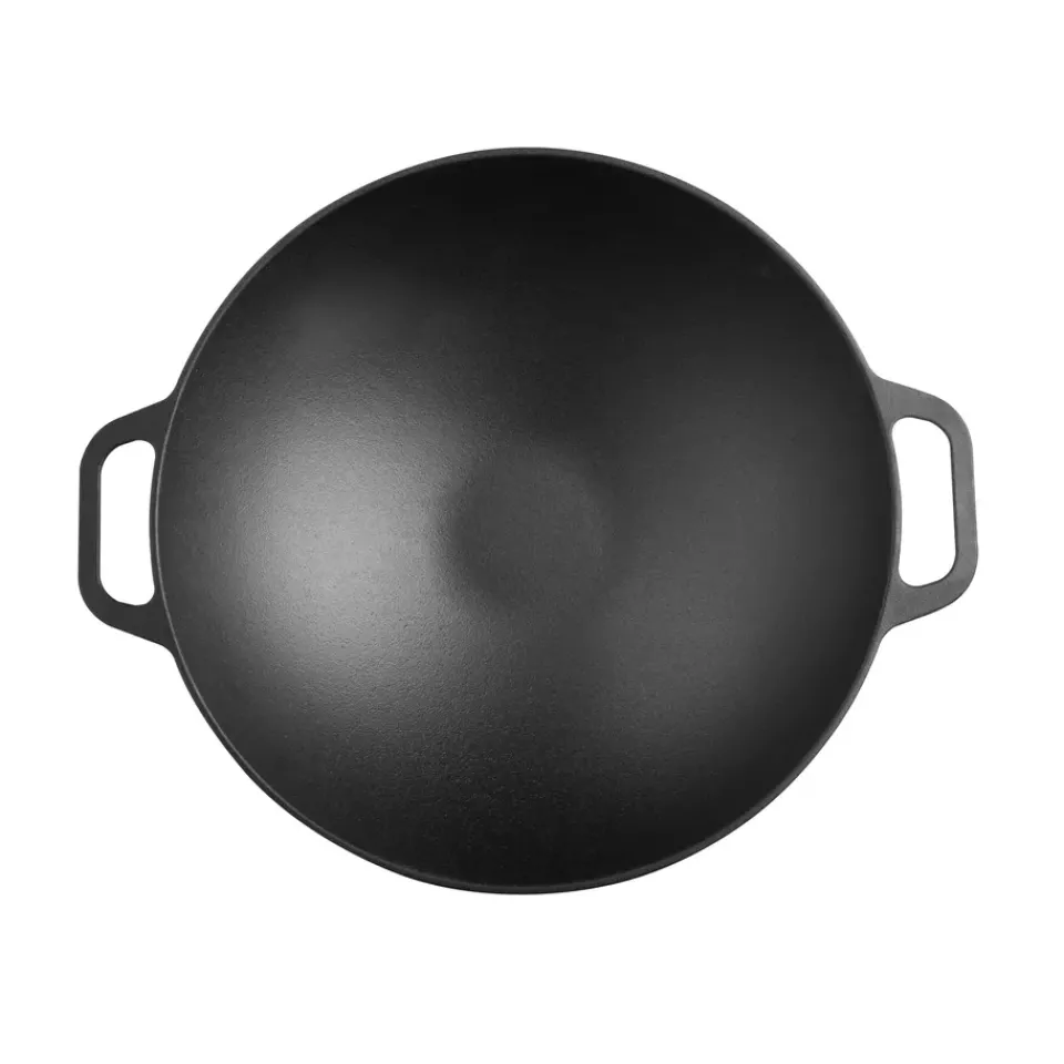 Online Victoria Cast iron wok pan 36 cm, Black