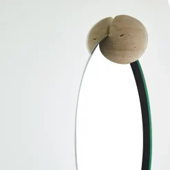 Round Mirrors^AYTM Castellum wall mirror Ø80 cm, Clear-travertine Transparent