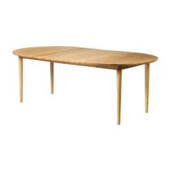Clearance FDB Møbler C62E Bjørk dining table with 2 extension leaves, Oak solid oiled Beige