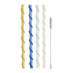 Wine & Barware^Byon Celebrate straws long 20 cm 4 pieces, Blue-white-yellow-green BlueWhiteYellowGreen