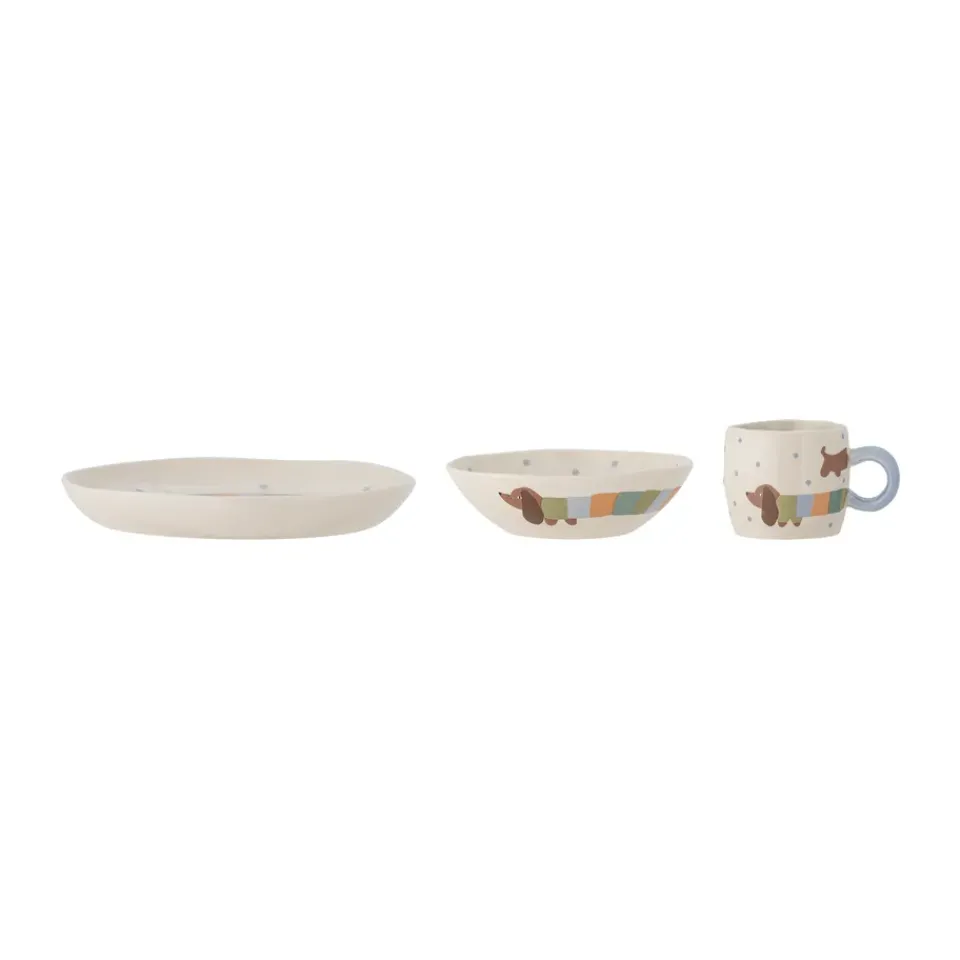 Table Settings & Starter Sets^Bloomingville Charlie dinner set 3 pieces, -white Blue