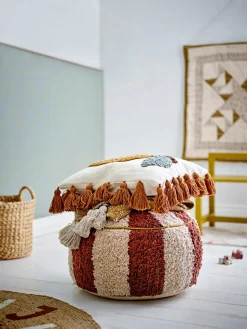 Children's Chairs|Children's Chairs^Bloomingville Charoline pouf Ø44 cm, Brown-white BrownWhite