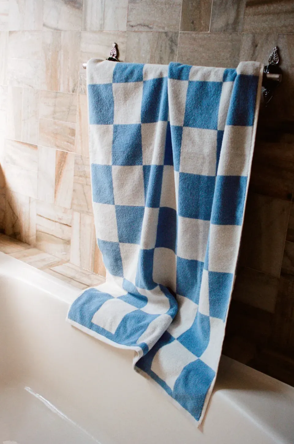 Bath Sheets^HAY Check bath towel 70x136 cm, Sky Blue