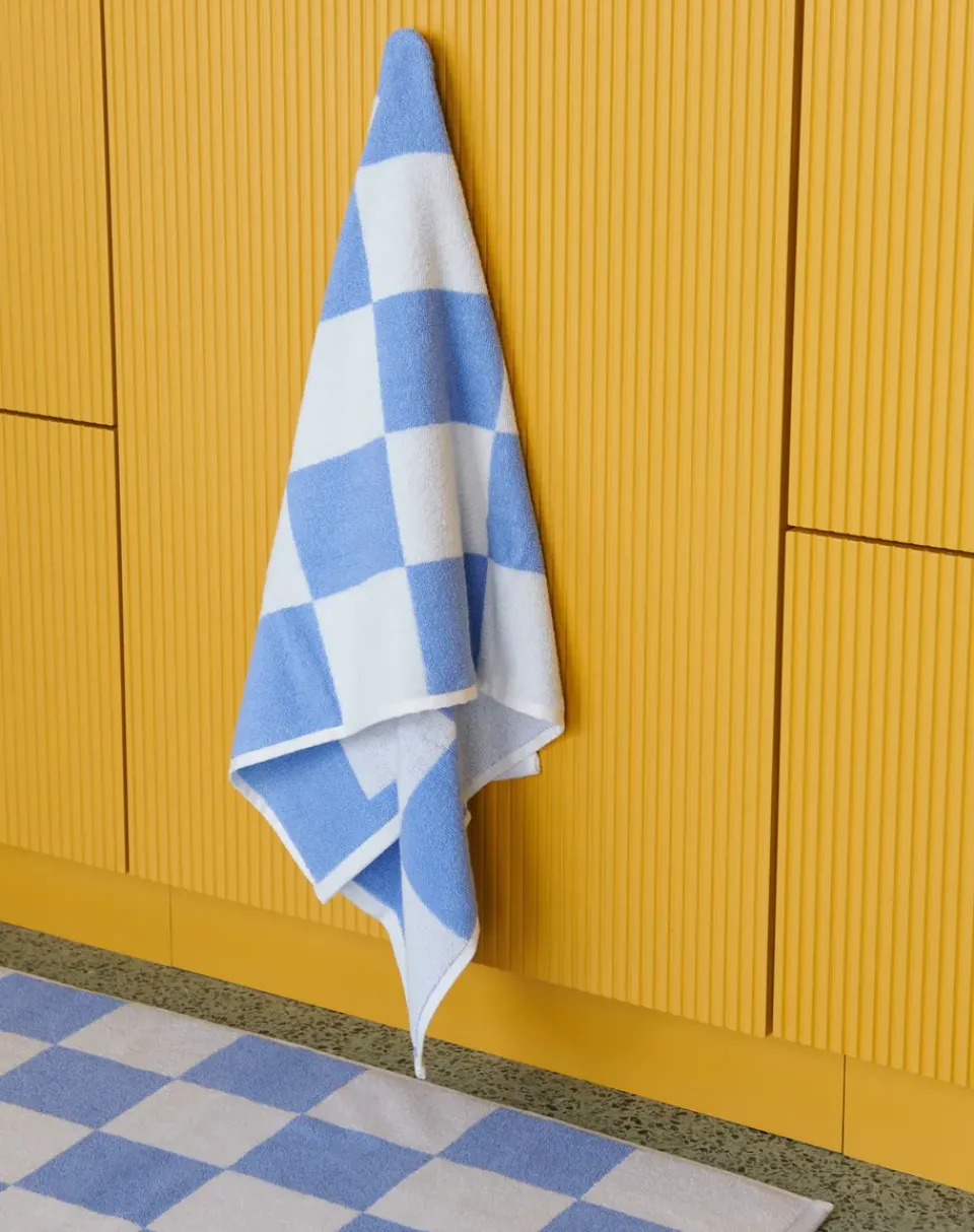 Bath Sheets^HAY Check bath towel 70x136 cm, Sky Blue