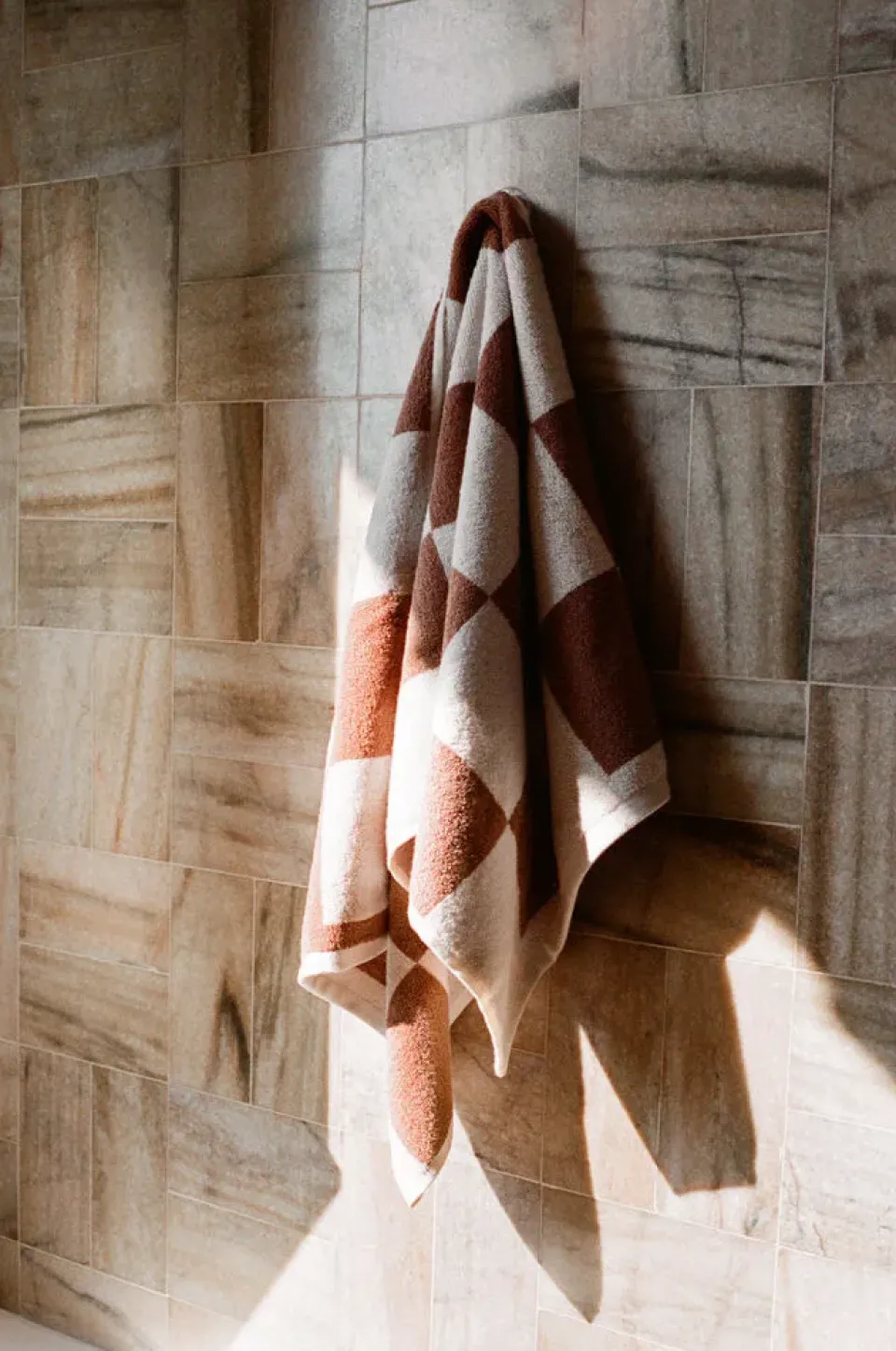 Clearance HAY Check towel 50x90 cm, Cappuccino Brown