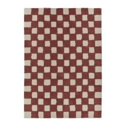 Woven Cotton Rugs^Scandi Living Checker Play mat 170x240 cm, Rust Brown