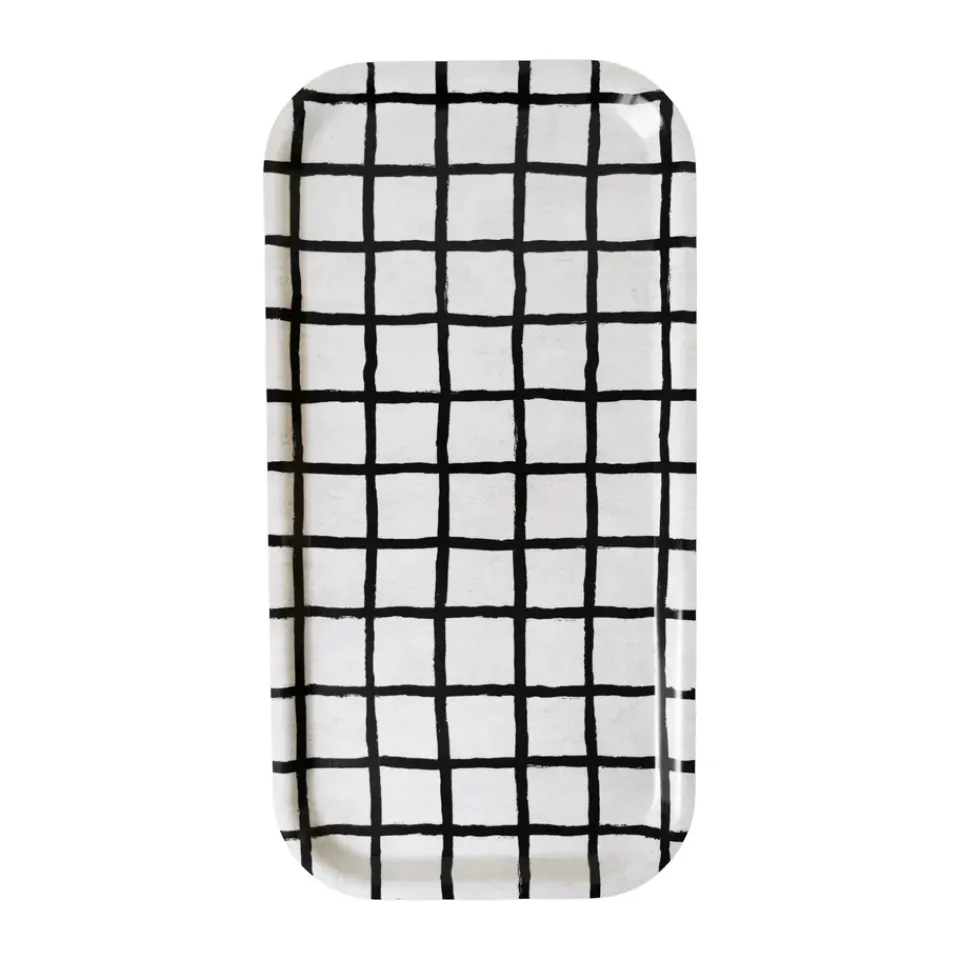 Trays^Fine Little Day Checkered tray 22x43 cm, Black-white BlackWhite