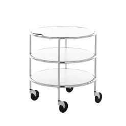 Serving Trolleys^Lammhults Chicago I table on castors, laminate-chrome White