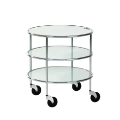 Serving Trolleys^Lammhults Chicago I table on castors, Frosted glass-chrome Transparent