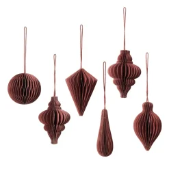 Christmas Decorations^Broste Copenhagen Christmas mix decoration 6-pack, Pompeian Red