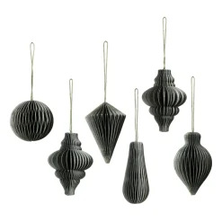 Hot Broste Copenhagen Christmas mix decoration 6-pack, Thyme Grey