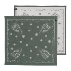 New Wik & Walsøe Christmas morning fabric napkin 45x45 cm 2-pack, White-green WhiteGreen